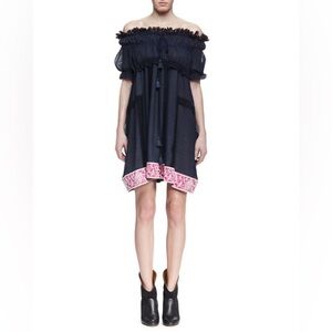 NEW NWT Chloe Off The Shoulder Contrast Hem Dress In Navy & Pink